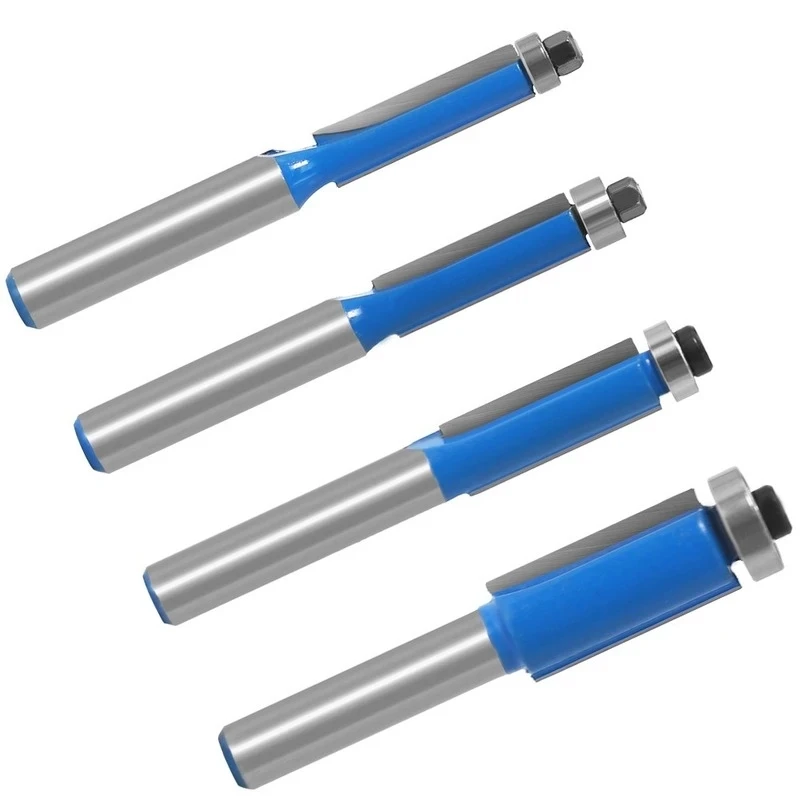 1pc 8mm Shank Double-Edged Trim Router Bit With Enclosed Ball Bearing YG6 Alloy Head For Wood Template Pattern Power Tools