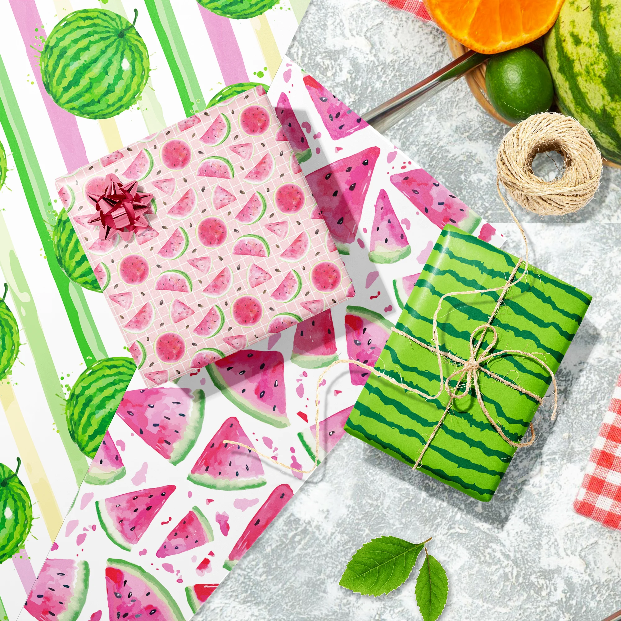 12 stücke Cartoon Obst Wassermelone Geschenkpapier Geburtstag Verpackung Dekoration Baby Shower Party Handwerk Geschenke Packpapier