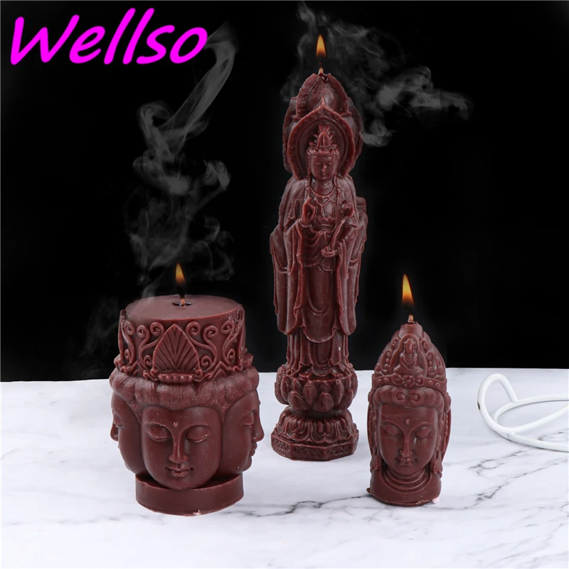 3D Bodhisattva Silicone Candle Mold Avalokitesvara Candle Mould Buddha Silicone Mold for Candles