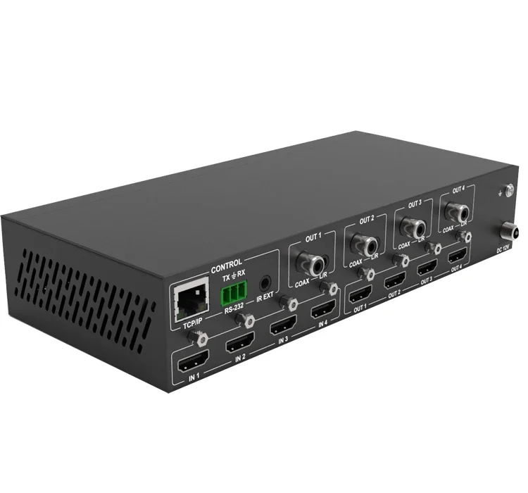 HDMI matrix Switcher 4x4 IP WEB GUI Control Open API 4K@60hz 4:4:4 HDMI 2.0b Version