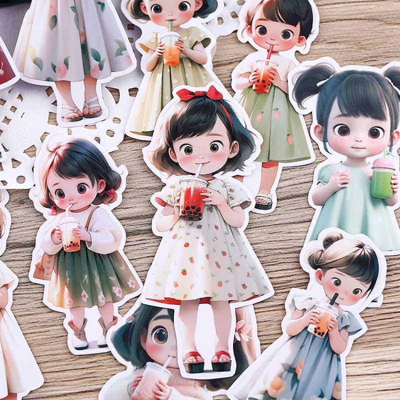 15 adet için kawaii dekoratif süt çay kız çıkartmalar günlüğe ve Scrapbooking kırtasiye dekoratif/DIY zanaat fotoğraf albümü