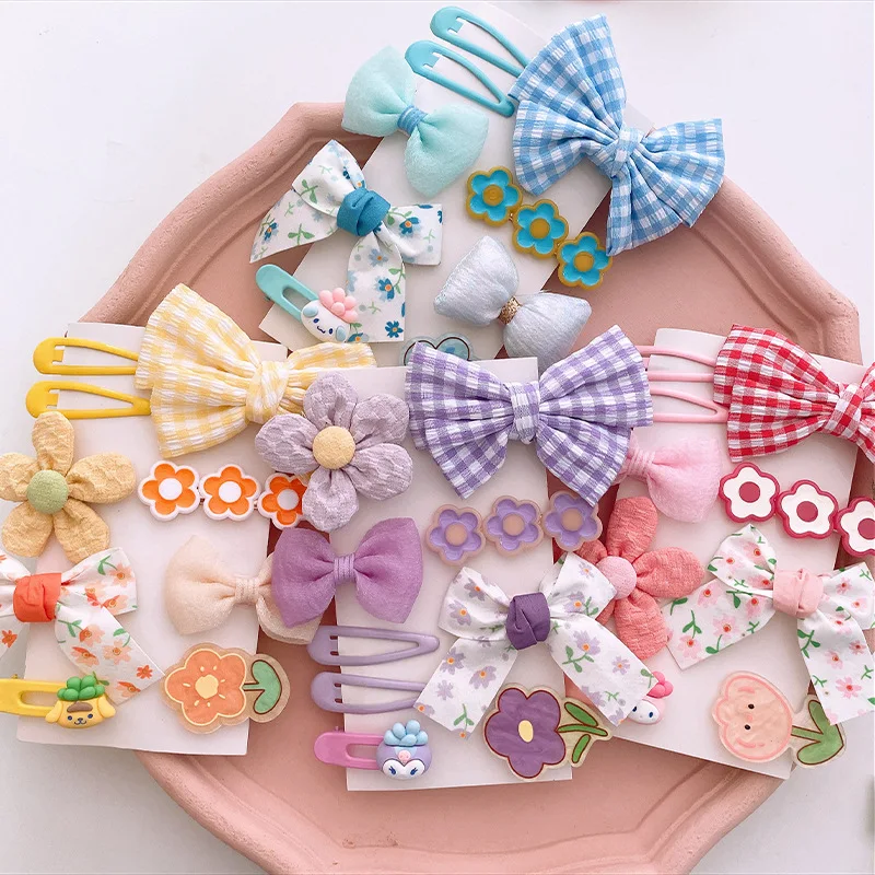 

9pcs/set Lattice Bow Floral Kawaii Cartoon Princess Hair Clips Pin Korean Costume Haipins for Baby Girls Cosplay Accessories