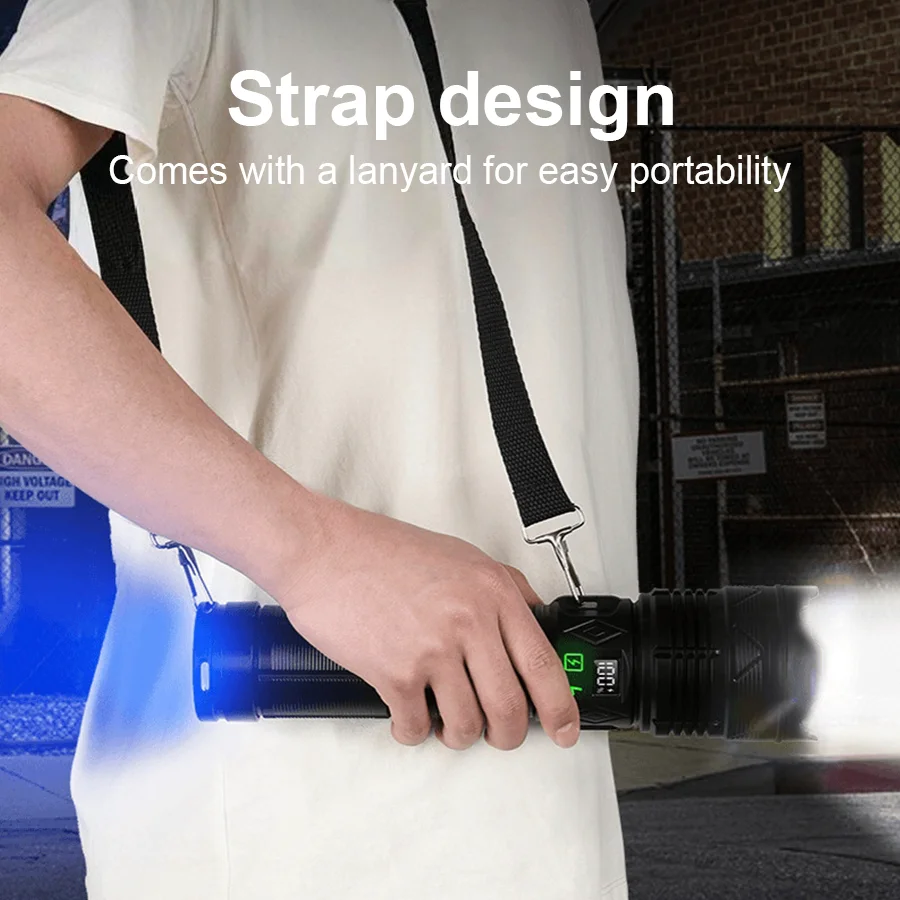 2025 1500W Super High Power Flashlight Strong Light Long Shot 4km Tactical Torch USB Rechargeable LED Flashlights Hunting Light