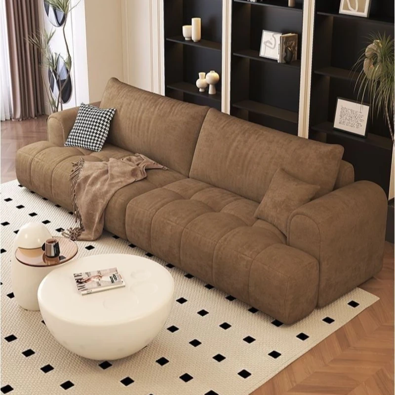 living room Cream Wind Sofa Living Room Small Apartment modern Cloth Straight Row Sofa Three-person bankstellen nordic furniture