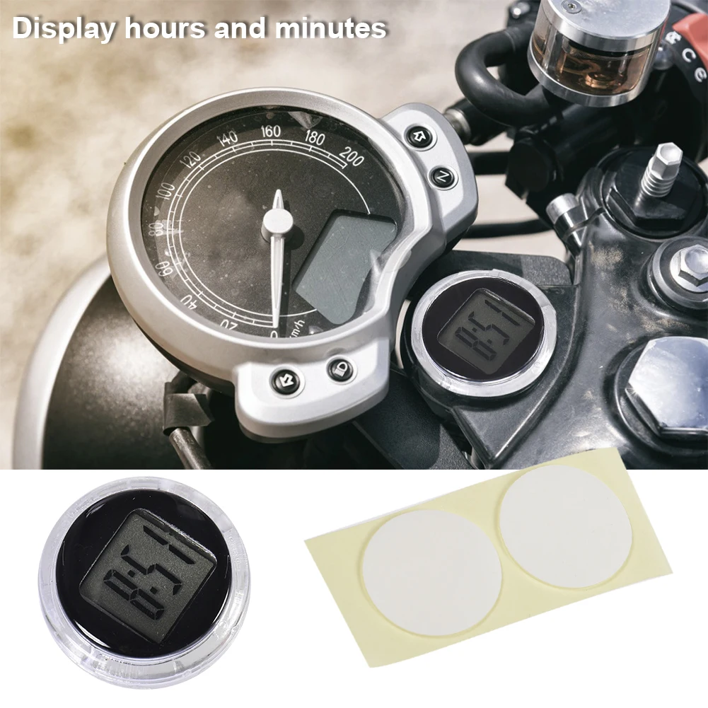 Mini Motorcycle Clock Stick-on Waterproof Electronic Watch Moto Digital Clock With Stopwatch For Motorcycles, Bicycles, Offices