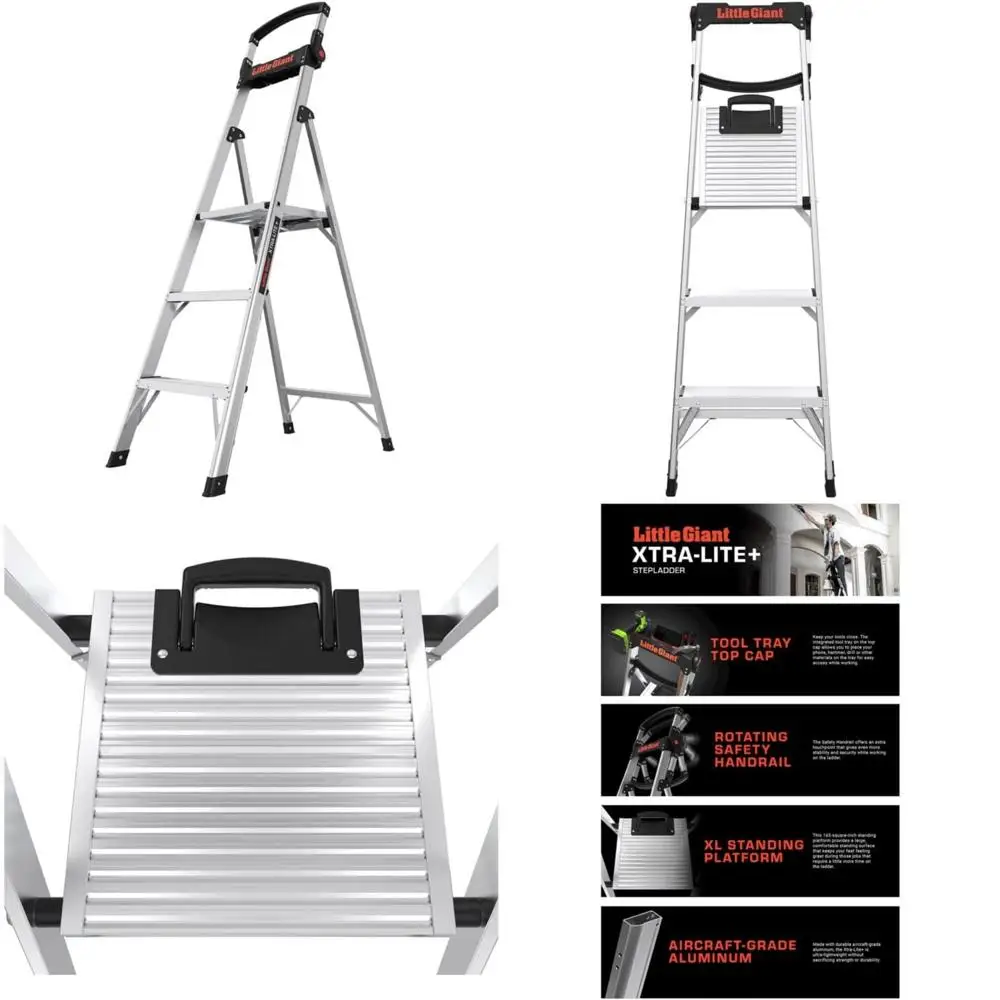 Escada extra leve de alumínio de 5 pés com 375 libras. capacidade de carga, tipo iaa