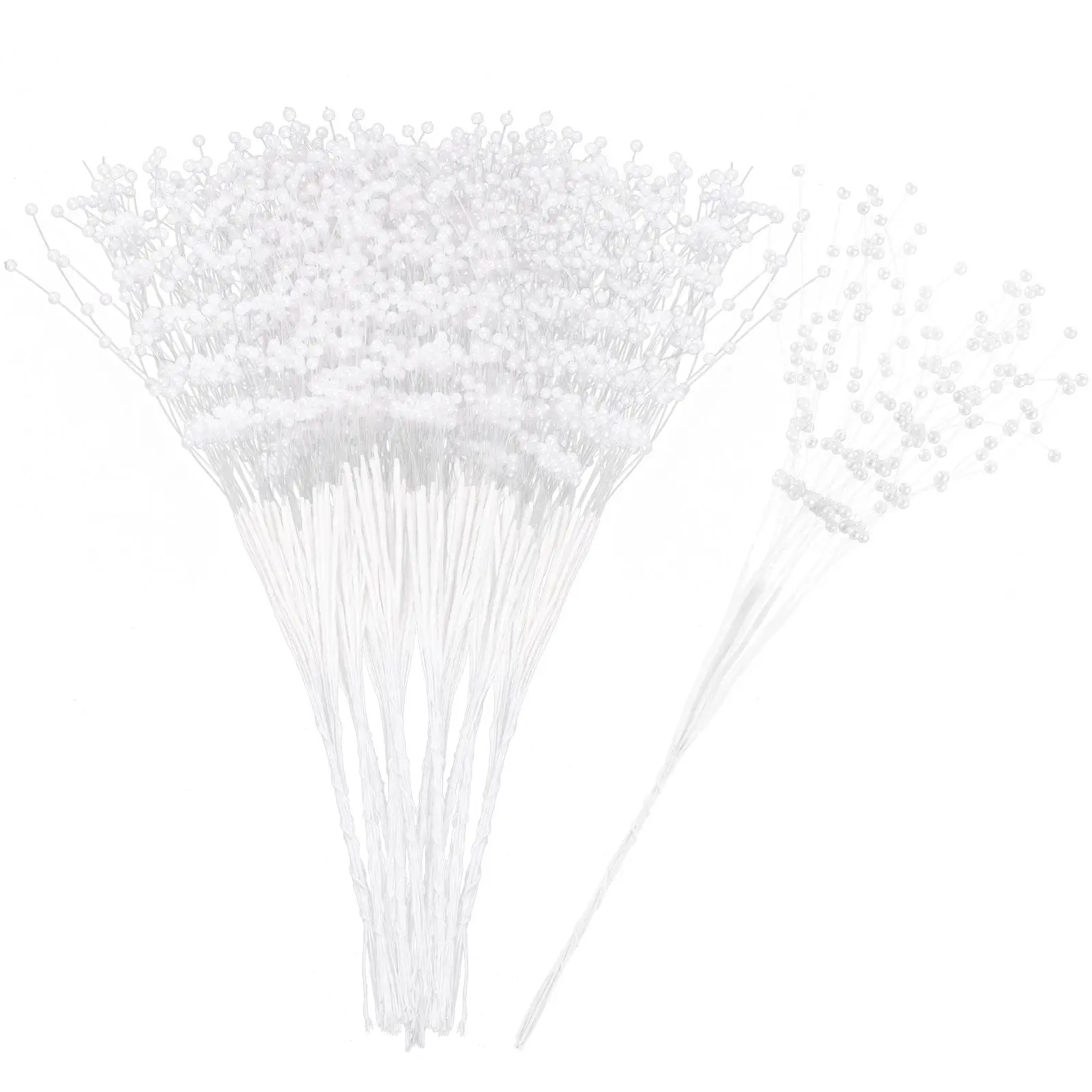 

100 Pcs Pearl Sticks 4mm White ABS Elegant Wedding Bouquet Decorations Floral Picks for Arrangements Bridal Supplies