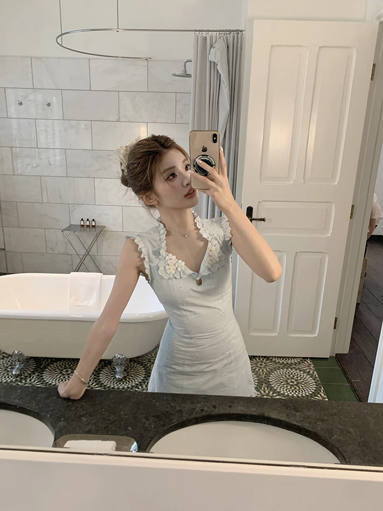 

Женское летнее платье Dr Nunu Small Volcano с объемной вышивкой, ажурными вставками, французским кружевом, завышенной талией, хлопковое, А-силуэт, с кружевной отделкой