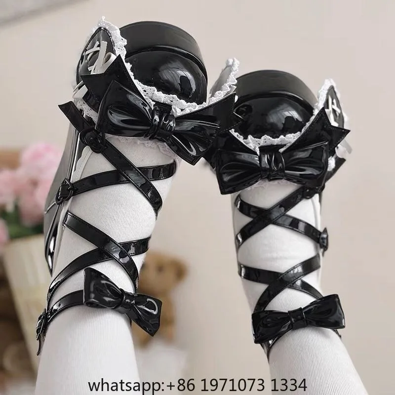 Sweet Girls Lolita Cute Rabbit Ears Platform Shoes Cute Bowknot Monk Alice Flat Elevator Shoes Mary Janes