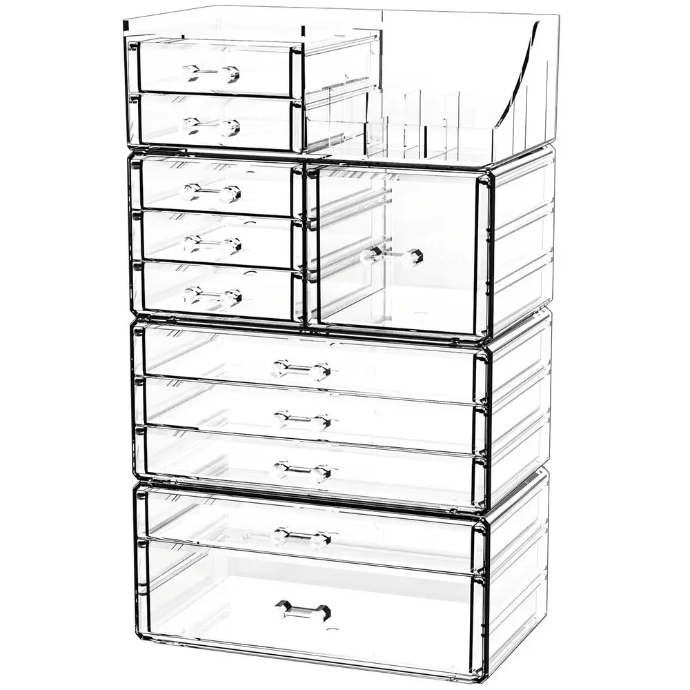 

Clear Makeup Organizer Countertop,Stackable Skincare Organizer for Vanity With 11 Drawer,Large Plastic Desk Accessories Organiz