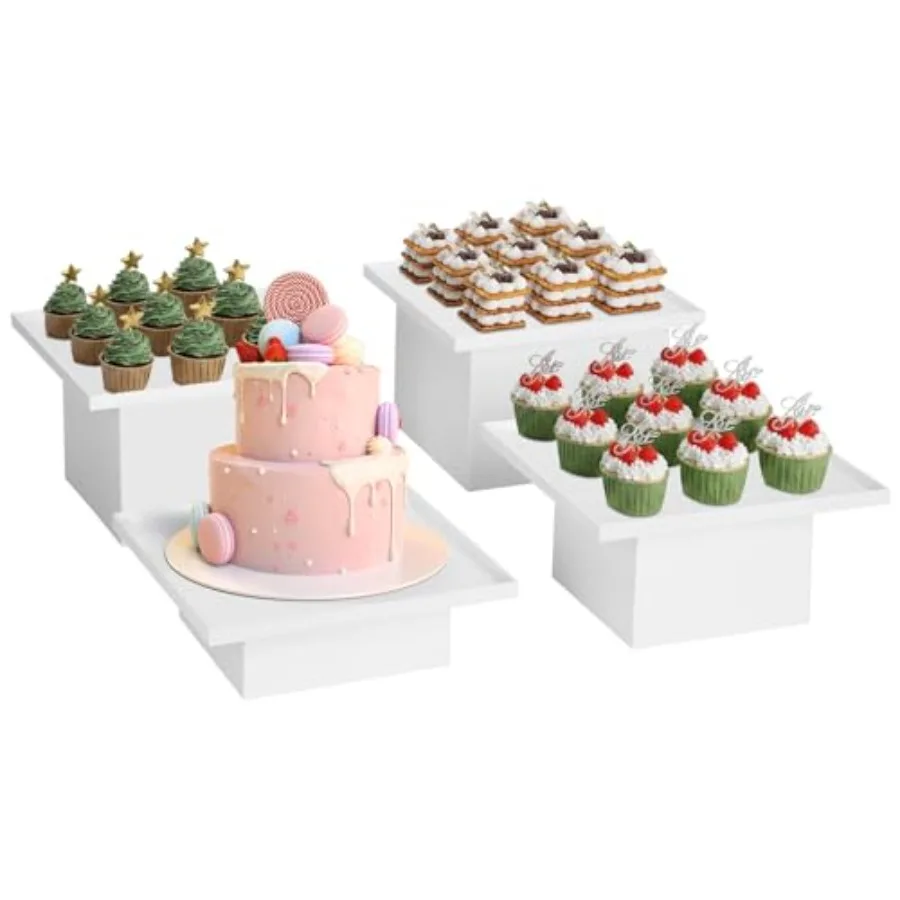 

Улучшенные подставки для фуршета, 4 комплекта, набор для демонстрации десертов со штабелируемой и разборной конструкцией, подставки для еды для вечеринок, Ri