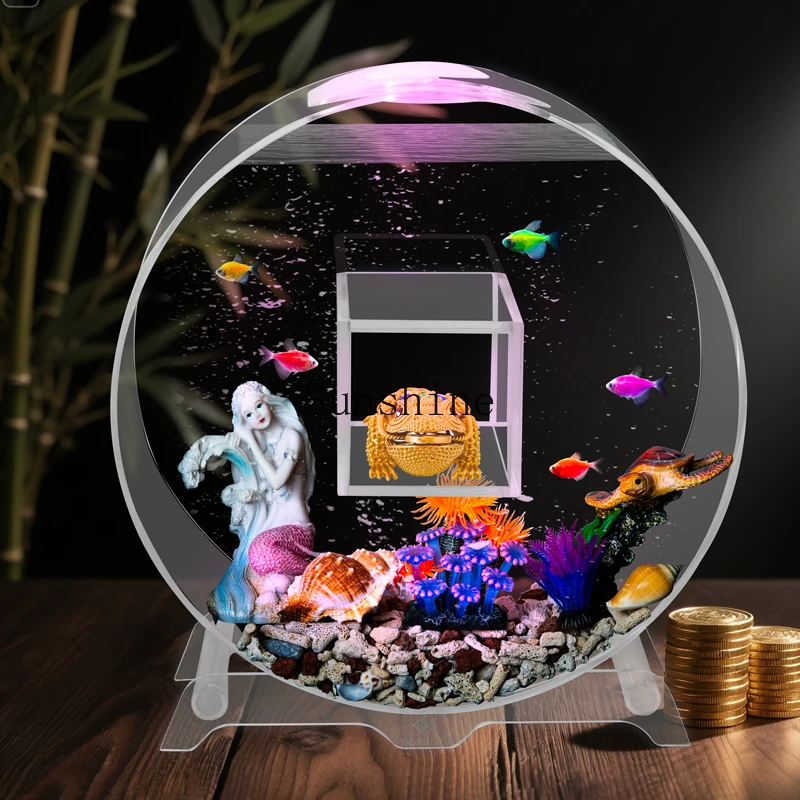 

Filter oxygen generator, living room, small ecological intelligent round creative ecological fish tank