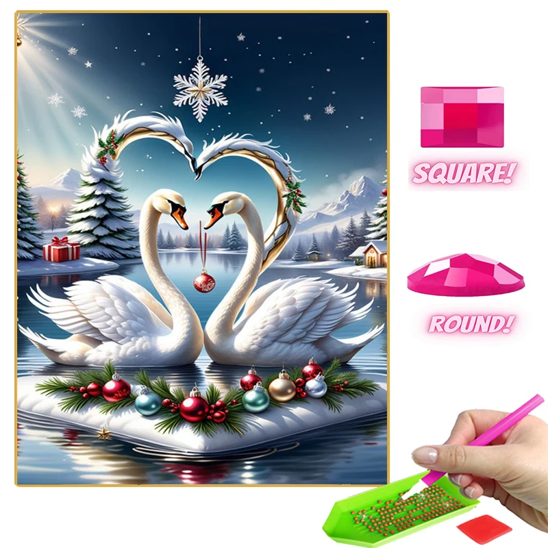 Swan Diamond Painting New Collection 2024 Full Round Diamond Mosaic Animal Art Embroidery Cross Stitch Kit Home Decoration Gifts