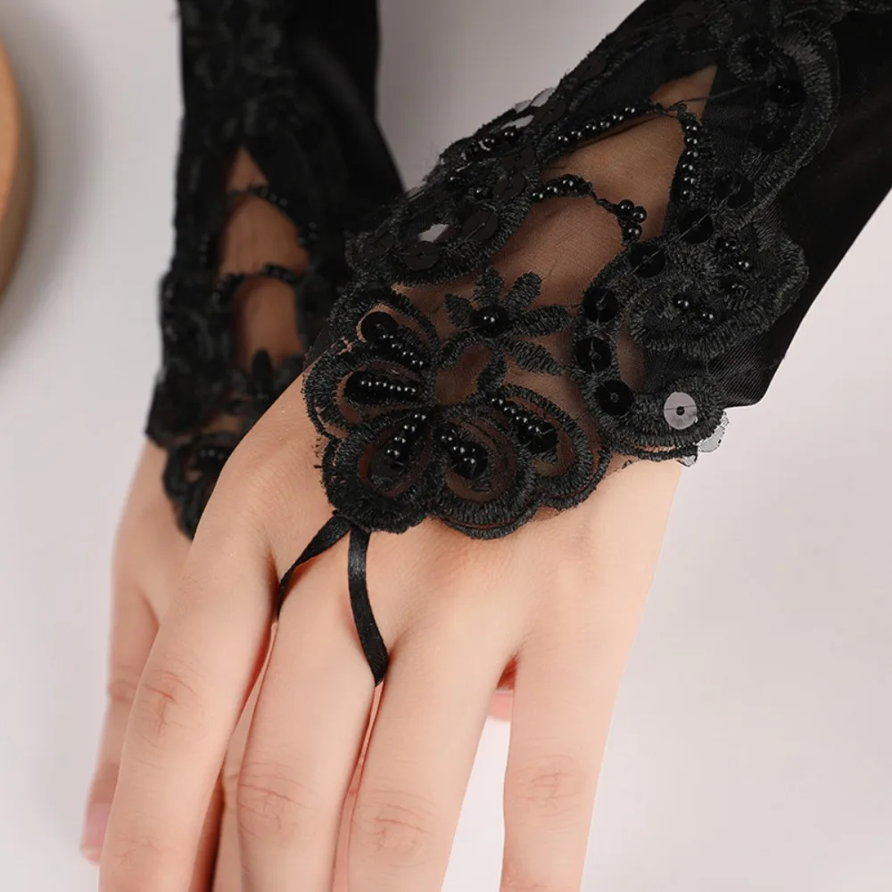 2024 فستان الحفلات قفازات برباط مثير حجر الراين فستان زفاف القفازات الملابس والاكسسوارات أنيقة مساء حفلة موسيقية ديكور الحفلات #5