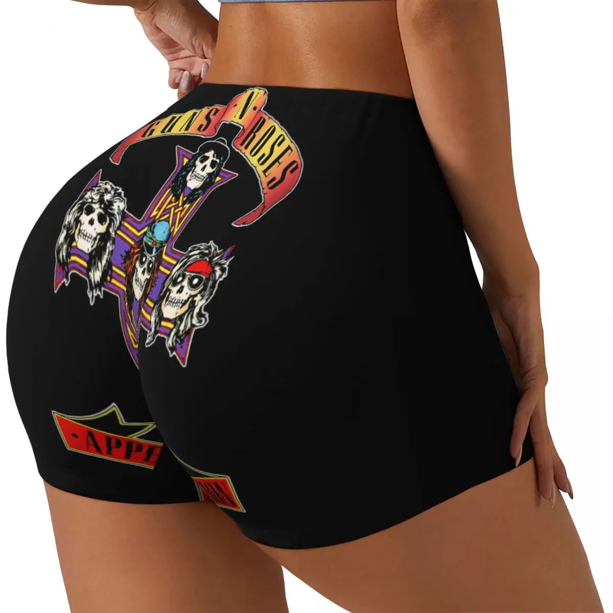 Custom Heavy Metal Rock Music Band Guns N Rose Workout Running Volleyball Shorts Women's Gym Yoga Shorts