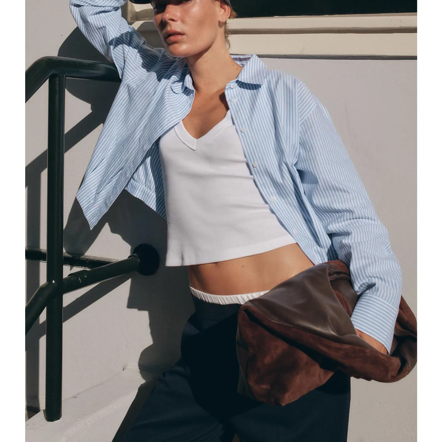 خريف 2025 المرأة Ox irt ort طول طويل Sve بدوره إلى أسفل طوق مخطط مطوي الفرنسية Sle فضفاضة تناسب تنفس Po...