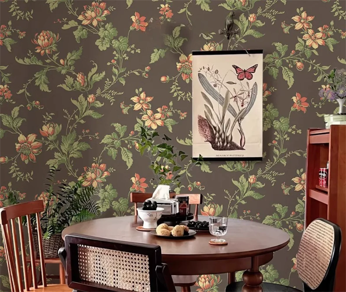 Customized Mural American Retro Flower Wallpaper Villa Living Room Sofa Bedroom TV Background Wall Home decoration