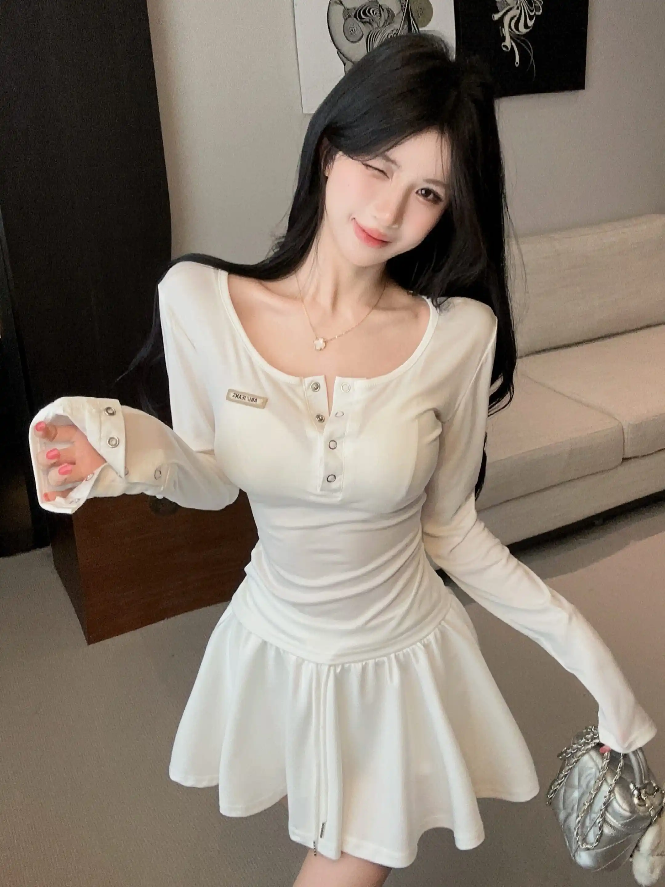 

Summer New Style Spicy Girl See-through Long Sleeve T-shirt Women's Padded Shoulder Sunshade Cover Elastic Anti-exposure Shor...