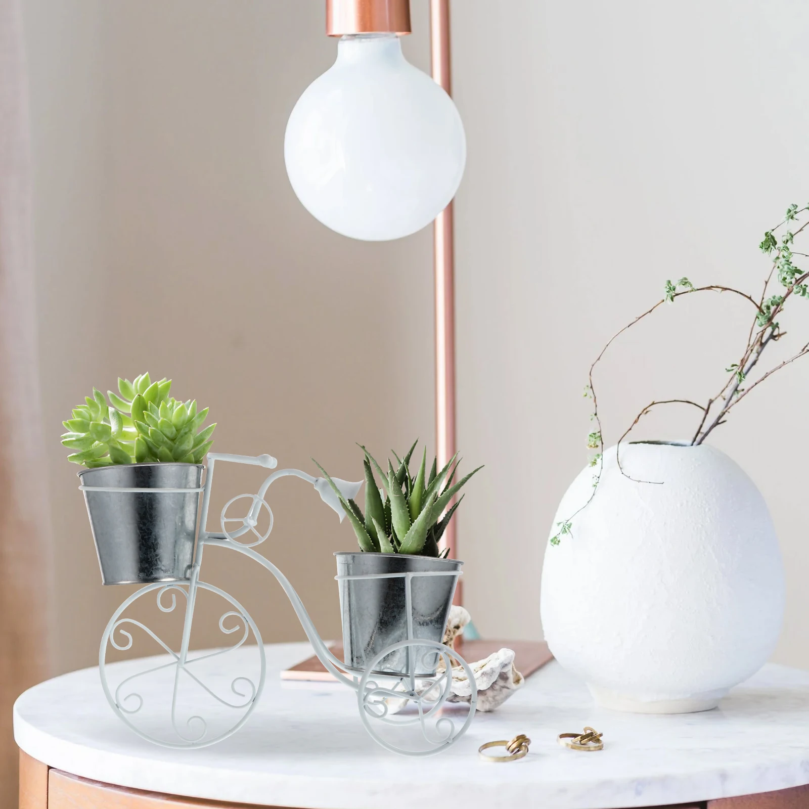 1 قطعة رف أحواض زهور الدراجة الحديد شكل الدراجة حامل النبات لحامل العصارة ديكور المنزل مكتب حديقة الديكور #3