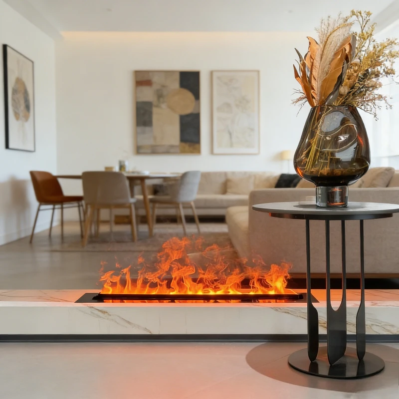 Smart Remote Control Water Vapor Fireplace 3D Fog Flame Chimney Ambient Light No Heat Fireplace Emission Mist Technology Firebox