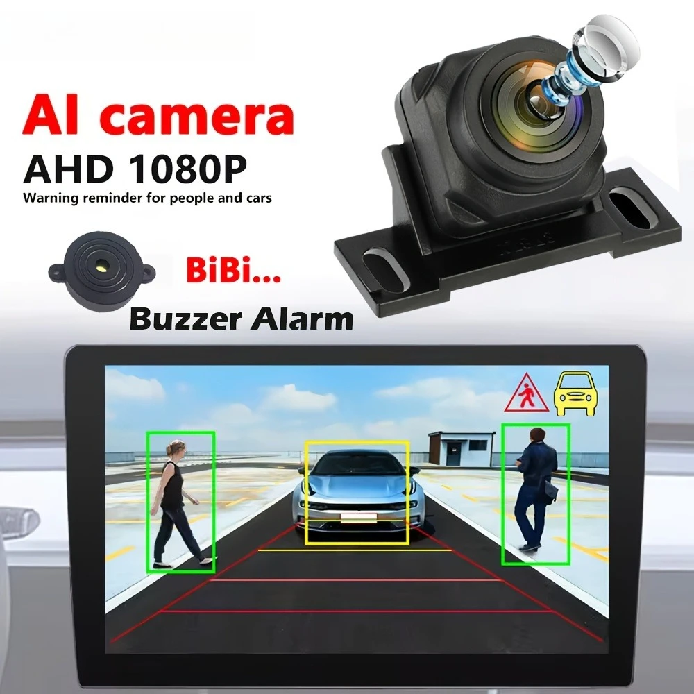 AI Smart Camera AHD 1080P HD Sound Alert Buzzer, Rear View, Parking Monitoring, Anti-Theft Device, Vehicle Security Camera