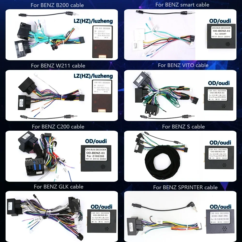 FOR BENZ VITO SMART ML GL W219 E-CLASS W211 W245 B200 R E C-CLASS W169 W639 R300 R350 Car Android cable harness decoder canbus