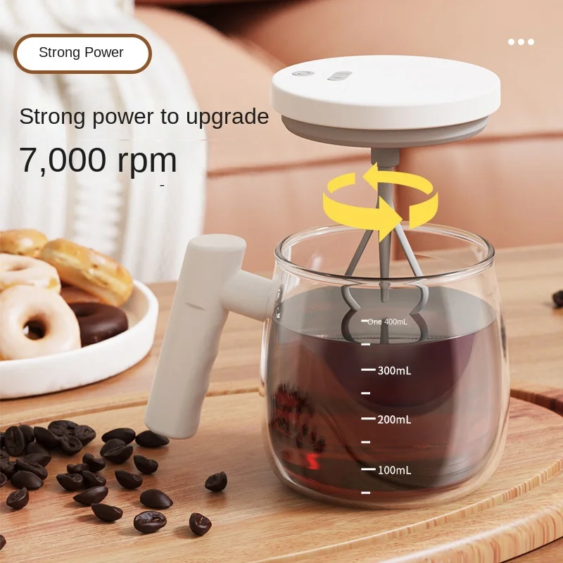 New Japanese Style Fully Automatic Mixing Cup Glass Ins Wind Electric Mug Instant Coffee Cup Shake Cup