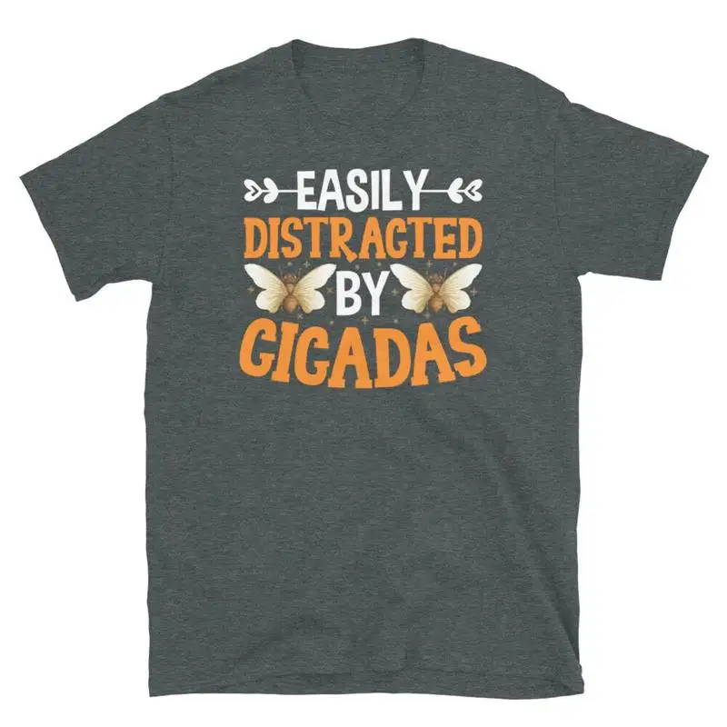 Easily Distracted by Cicadas Brood Insects Short Sleeve Unisex T Shirt