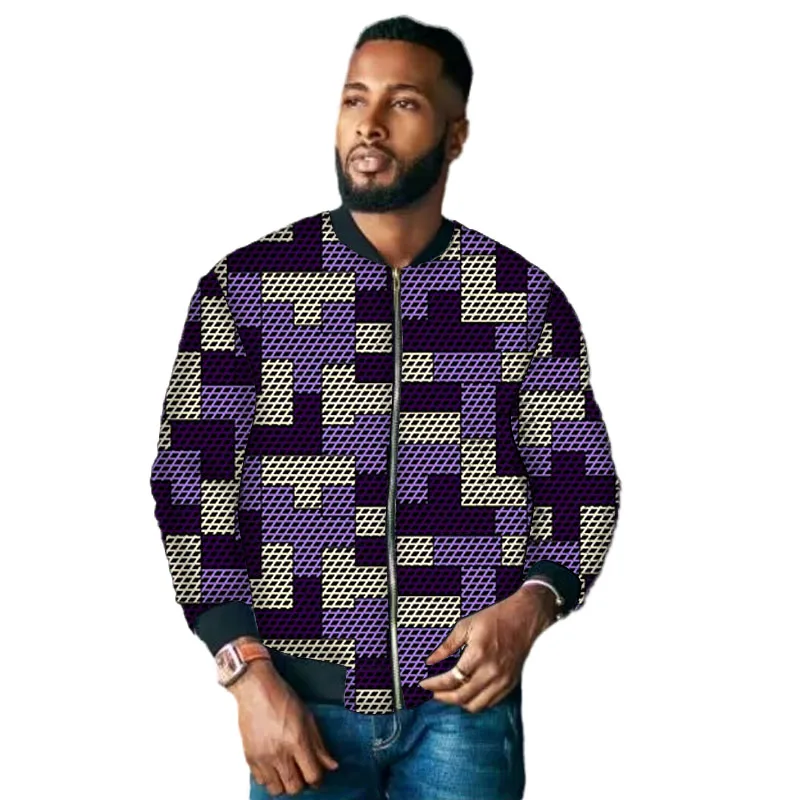

Haute Couture Men's Baseball Jacket Original Design Nigerian Fashion Tailor Made Colorful Print African Short Coat