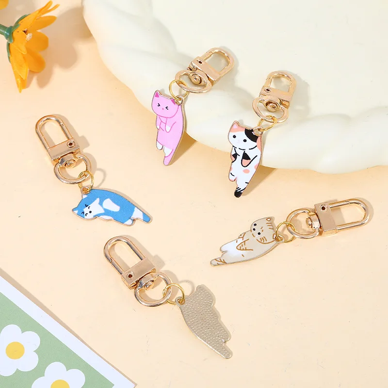 Kawaii Cartoon Cat Keychain Metal Kitten Claw Tag  Keyring for Women Earphone Case Charm Handbag Accessories Friendship Gift