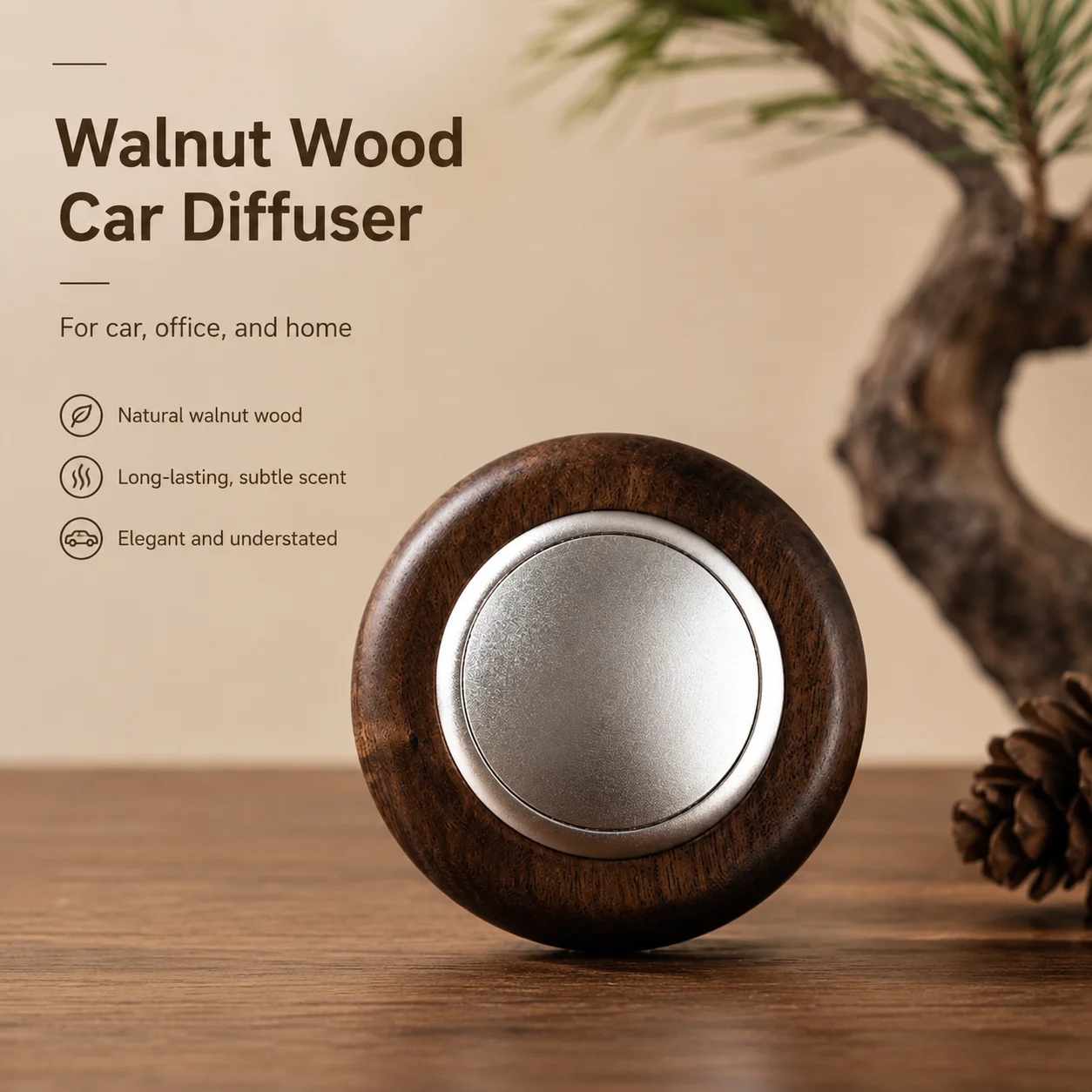 Black Walnut Solid Wood Car Perfume Ornament High-end Car Fragrance Premium Long-lasting Aromatherapy for In-car Use