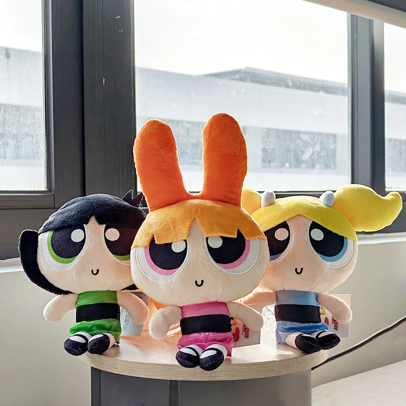 2026 Powerpuff Girls Plush Toys 23cm Cute Blossom Buttercup Bubbles Stuffed Dolls Anime Cartoon Gifts for Children Kids