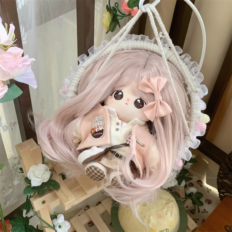 

20cm cotton doll wig high-looking human figure doll doll inward button cute gouache long hair full head cover style