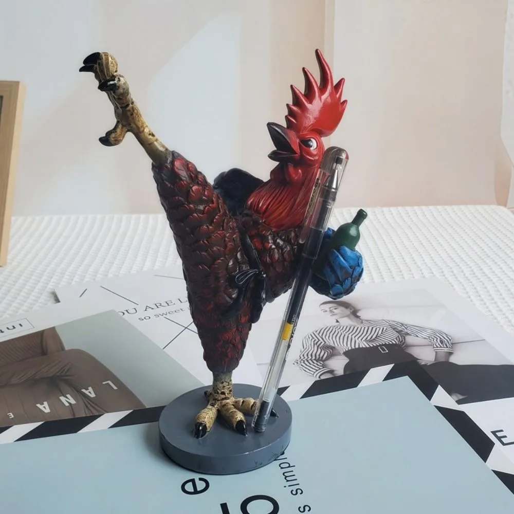 

Статуя курицы из смолы «Пьяный кунг-фу», забавная водонепроницаемая скульптура петуха, декоративная креативная миниатюрная фигурка животного, офисная фигурка