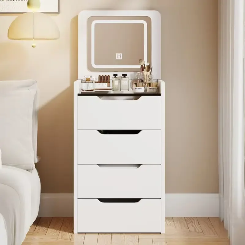Modern White Dressing Table With Lighted Mirror Durable Bedroom Furniture Wholesale Makeup Vanity Vanities