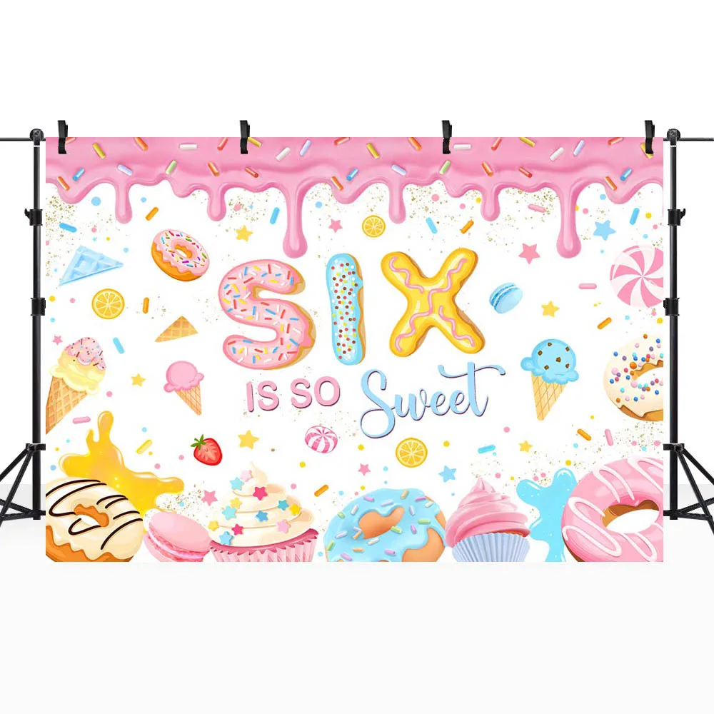 خلفيات عيد ميلاد آيس كريم من Mocsicka Donut ، 6 فتاة لطيفة جدًا ، ديكور حفلات ، خلفية ، لافتة طاولة حلوى ، مخصصة