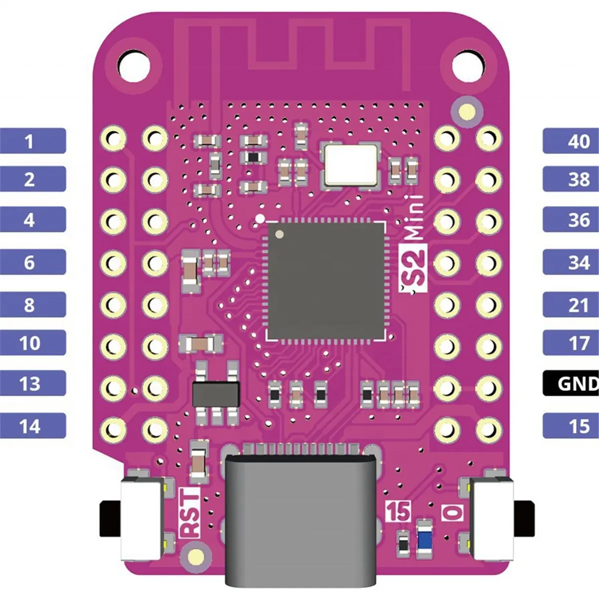 

(ABDH) 5 шт. S2 Mini V1.0.0 ESP32-S2 4 МБ FLASH 2 МБ PSRAM Плата для разработки Wi-Fi, плата Wi-Fi IoT на базе ESP32-S2FN4R2 ESP32-S2