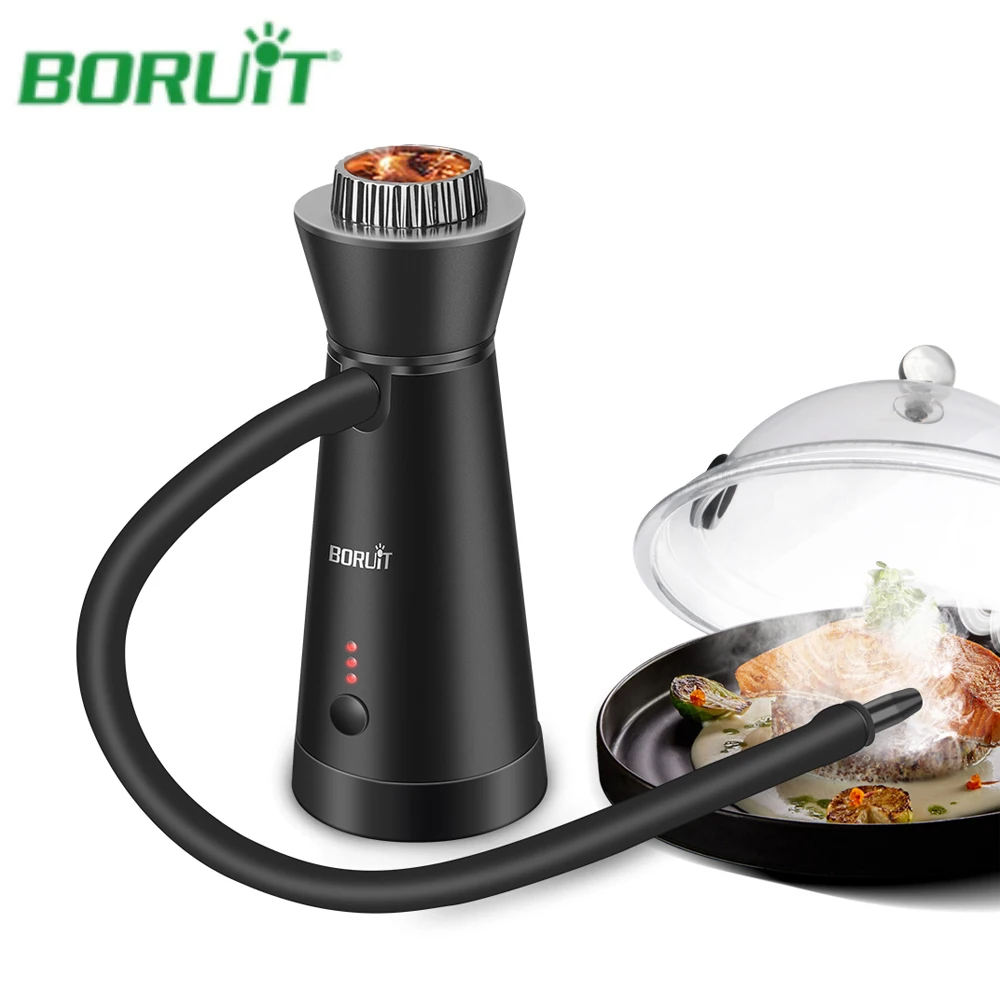 BORUiT SK301B Smoker Infuser Portable Molecular Cuisine Smoking Gun Added Flavor for Meat BBQ Cocktails Kitchen Cooking Tools