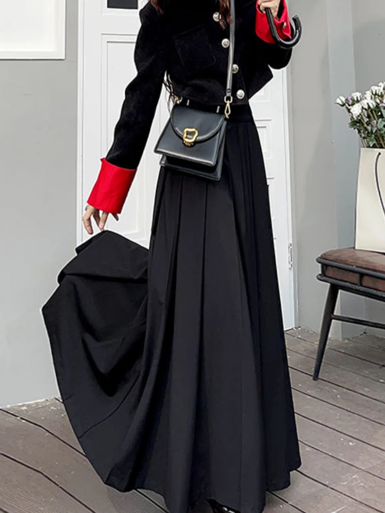 Skirts Women Spring Pleated Floor Length Solid Simple Classic Graceful Popular Newly Young Stylish Cool Korean Style Hot Sale