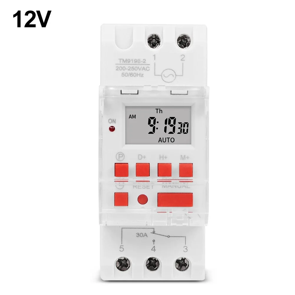 Programmable Timer Switch  Sinotimer 30A High Load 85265VAC  Digital LCD Display  Reliable and Efficient  DIN Rail Mounted