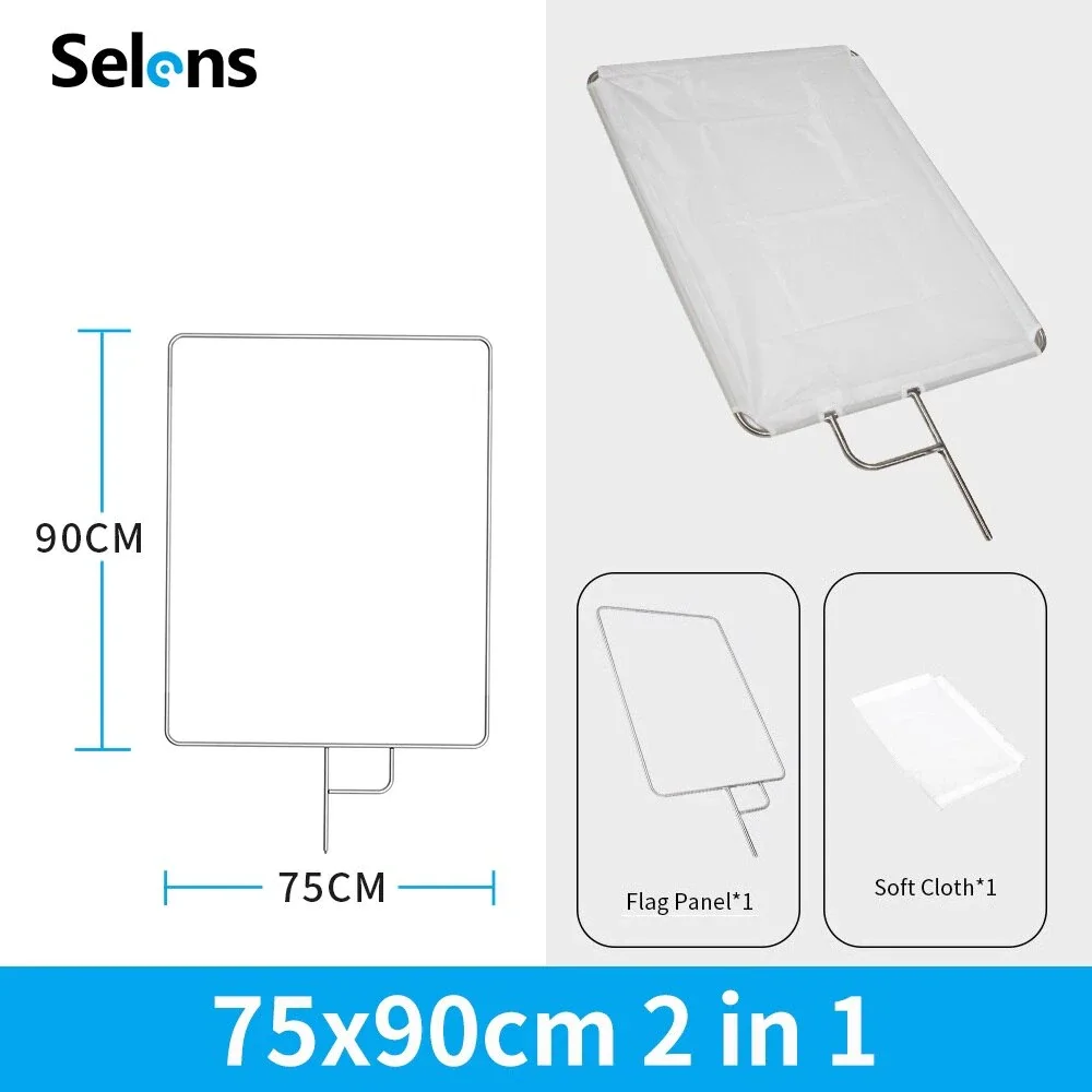 Selens Video Studio 75x90cm Stainless Steel Flag Panel Reflector Diffuser With 4 Colors Softlight Cloth For Fotografia Tripod