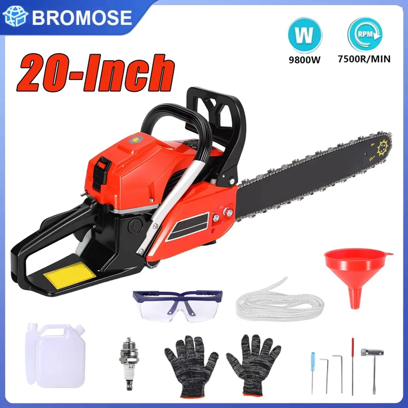 20 Zoll Benzin-Kettensäge 2-Takt-Kettensägenmaschine 9800W Hochleistungs-Forsthandkettensäge Baumzucht-Schneidemaschine