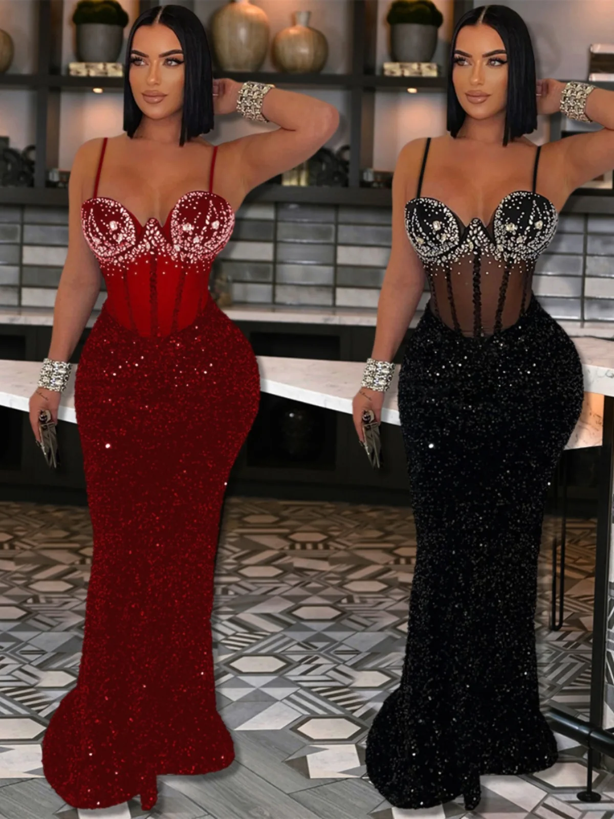 

Сексуальное облегающее платье без бретелек со стразами, женское облегающее платье Faion со средней талией из поливолокна без све