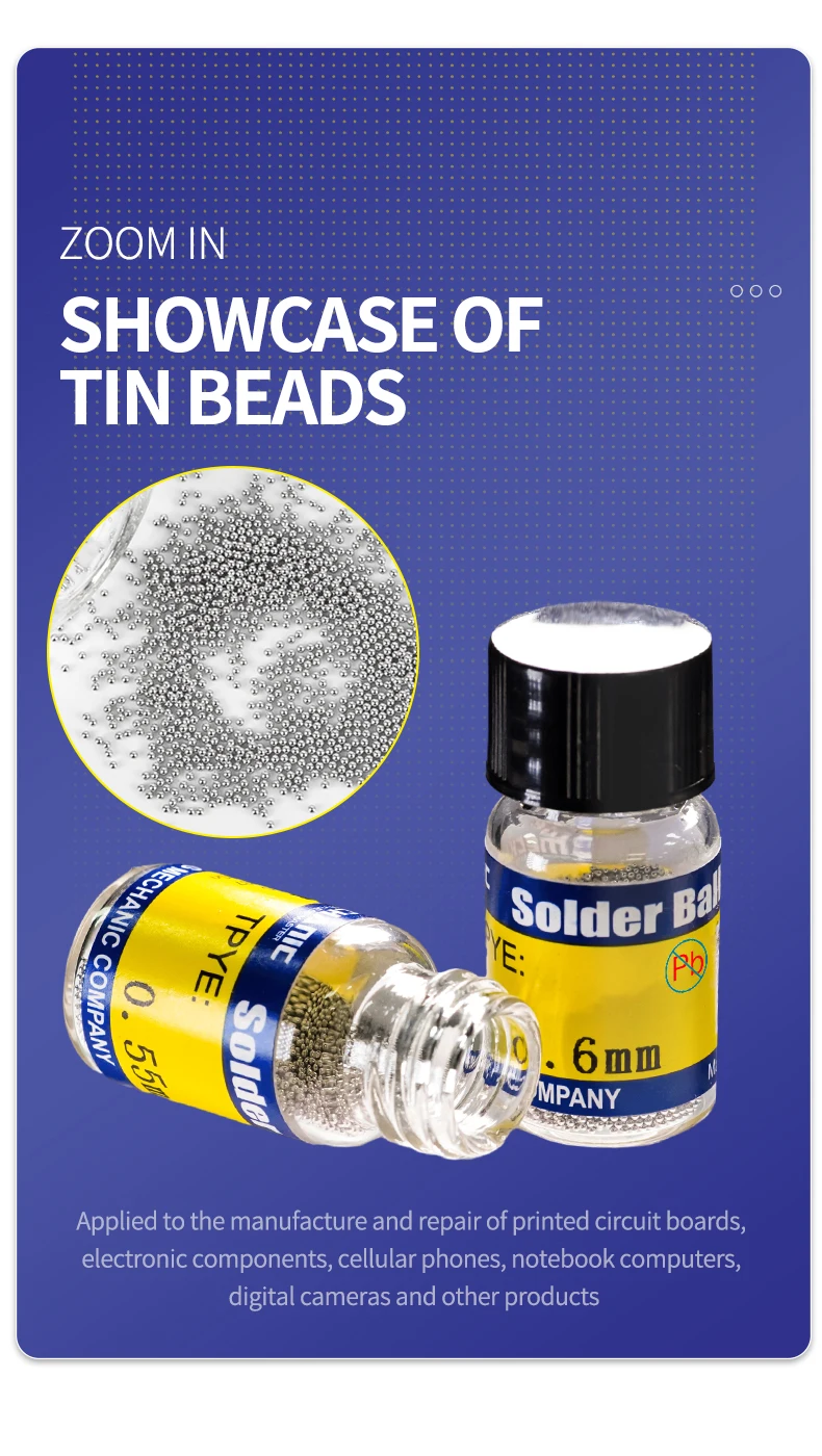 【MECHANIC】 납 솔더 볼 0.2-0.76mm, PCB/IC 칩 수리, 휴대폰 및 마이크로 용접 도구용 10000개 BGA Reballing 키트