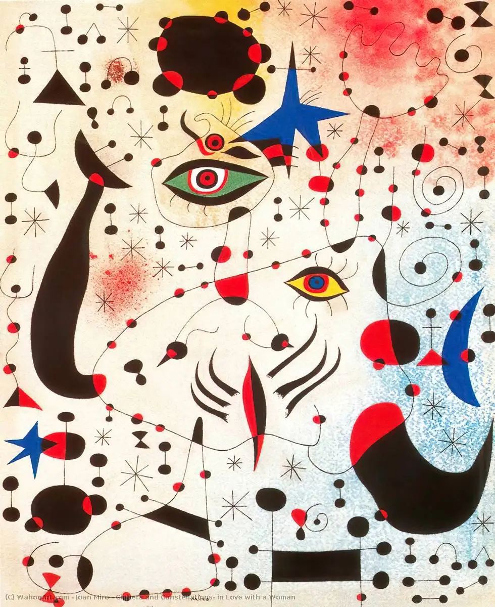 Spain Surrealist painter Joan Miro Ciphers and Constellations in Love with a Women SILK POSTER Wall Art Home Decorative painting