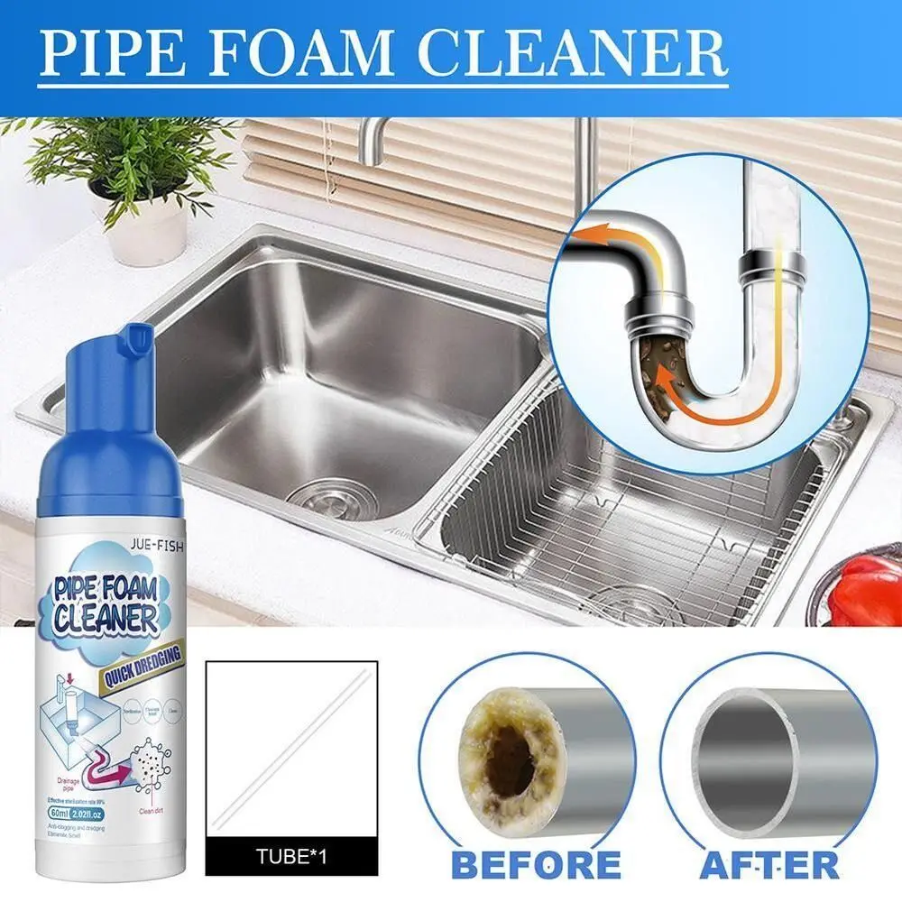 60ml Pipe Foam Cleaner Prevent Blockage Deodorization Household Pipe Foam Dredge Agent Sewer Toilet