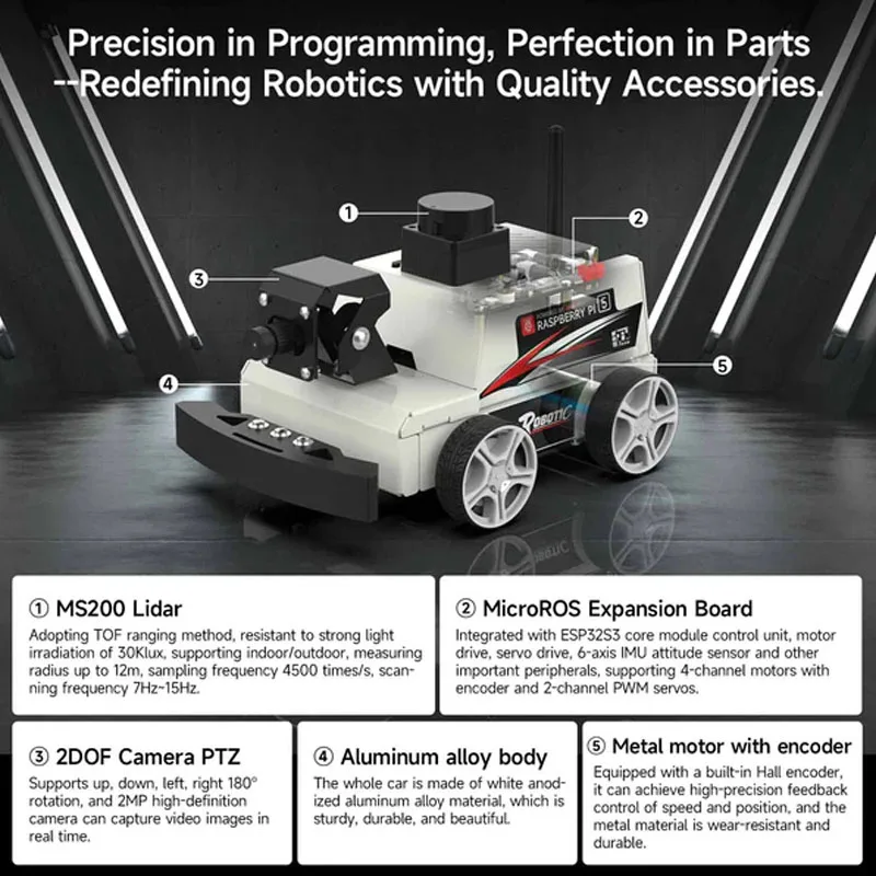 MicroROS-Pi5 ROS2 Robot Car for Raspberry Pi 5 (ROS2-HUMBLE + Python3)