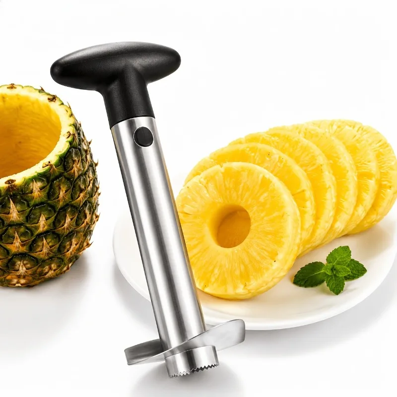 1pc Stainless Steel Pineapple Corer Manual Pineapple Slicer T Handle Fruit Cutting Tool For Rings Salad Dessert Kitchen