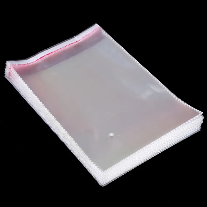 100pcs Transparent Opp Bags Self-adhesive Pouch 17*23+4cm Handmade Bib Necklace Accessories Jewelry Packaging Display Wholesale