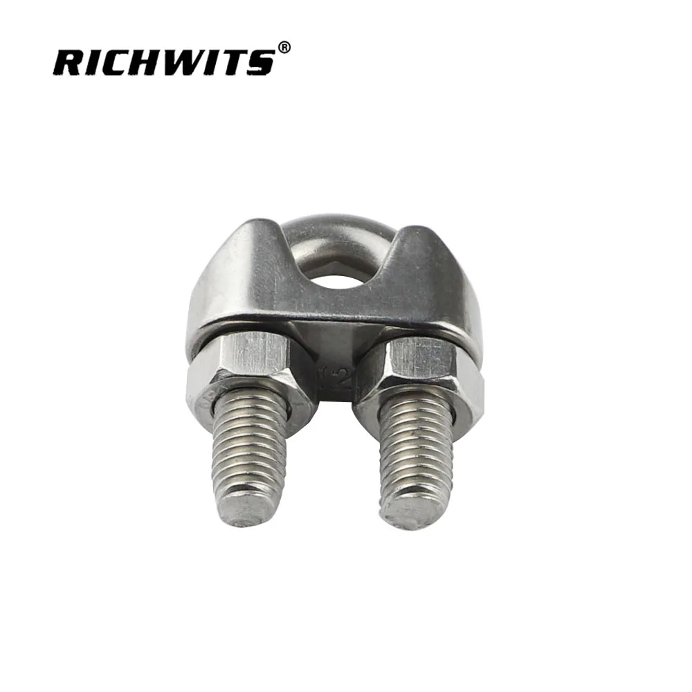 DIN741 Chuck Wire Rope Rolling Head Fastening Clip Rope Clip U-shaped Chuck 6mm SS316 304